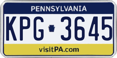 PA license plate KPG3645