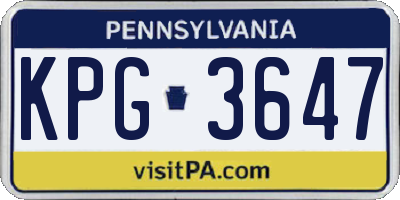 PA license plate KPG3647