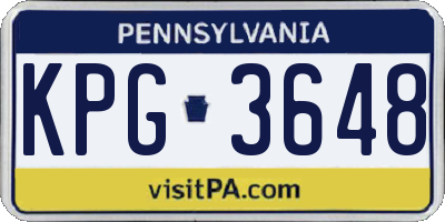 PA license plate KPG3648