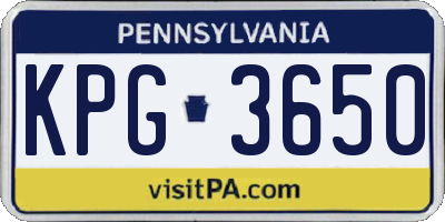 PA license plate KPG3650