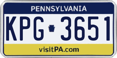 PA license plate KPG3651