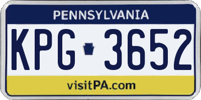 PA license plate KPG3652