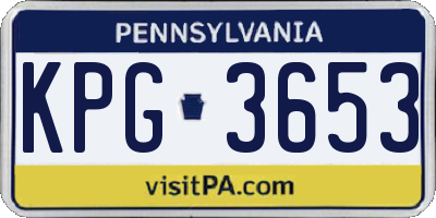 PA license plate KPG3653