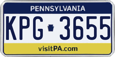 PA license plate KPG3655