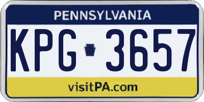 PA license plate KPG3657