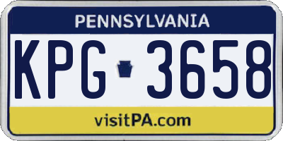 PA license plate KPG3658