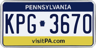 PA license plate KPG3670