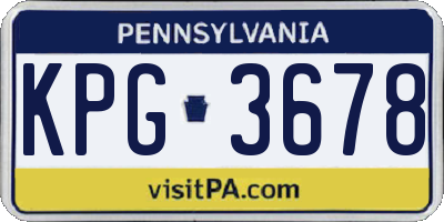 PA license plate KPG3678