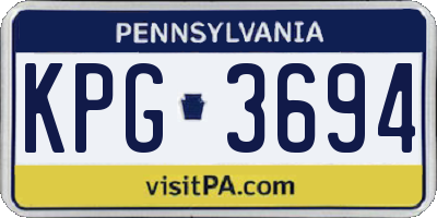 PA license plate KPG3694