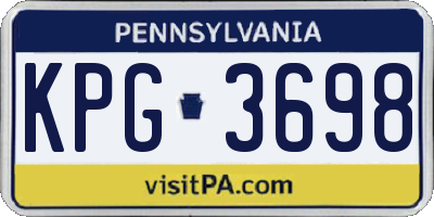 PA license plate KPG3698
