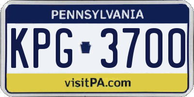 PA license plate KPG3700