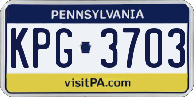 PA license plate KPG3703