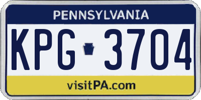 PA license plate KPG3704