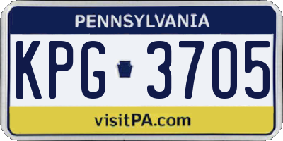 PA license plate KPG3705