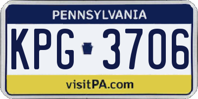 PA license plate KPG3706