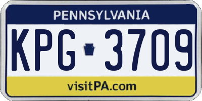 PA license plate KPG3709