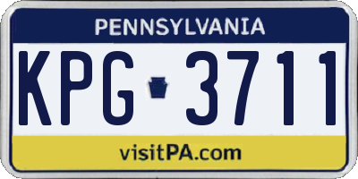 PA license plate KPG3711