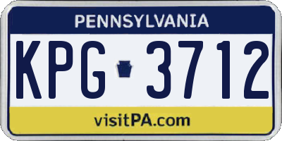 PA license plate KPG3712