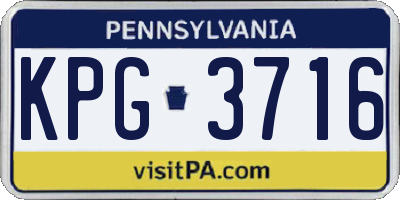 PA license plate KPG3716