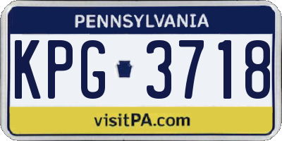 PA license plate KPG3718