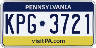 PA license plate KPG3721