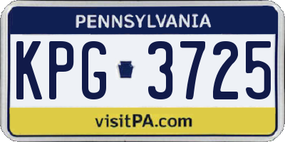 PA license plate KPG3725