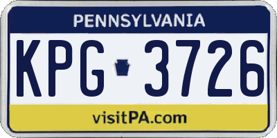 PA license plate KPG3726