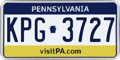PA license plate KPG3727