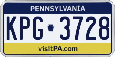 PA license plate KPG3728