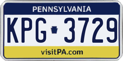 PA license plate KPG3729