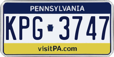 PA license plate KPG3747
