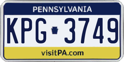 PA license plate KPG3749