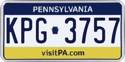 PA license plate KPG3757