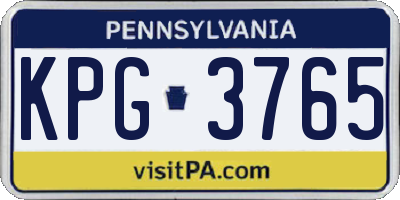 PA license plate KPG3765