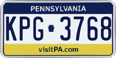 PA license plate KPG3768