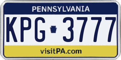 PA license plate KPG3777