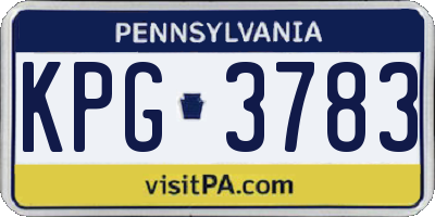 PA license plate KPG3783