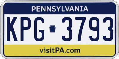 PA license plate KPG3793
