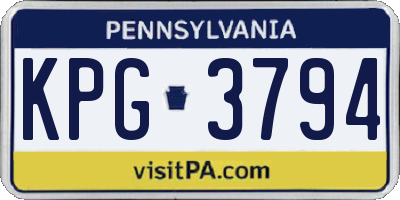 PA license plate KPG3794