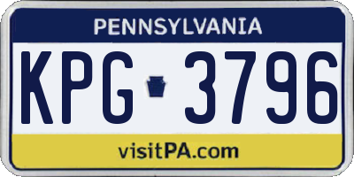PA license plate KPG3796