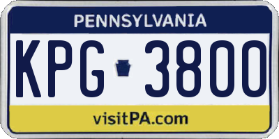 PA license plate KPG3800