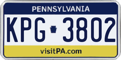 PA license plate KPG3802