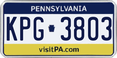PA license plate KPG3803