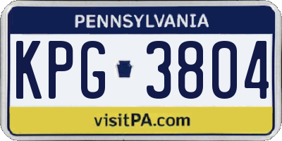 PA license plate KPG3804