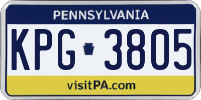 PA license plate KPG3805