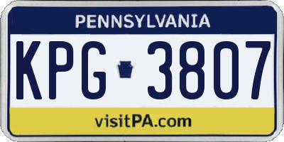 PA license plate KPG3807