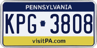 PA license plate KPG3808
