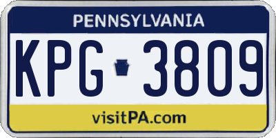 PA license plate KPG3809