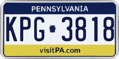 PA license plate KPG3818