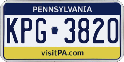 PA license plate KPG3820